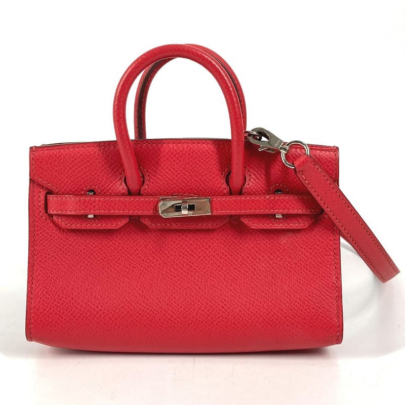 Hermes Handbag Tiny Birkin Leather Red
