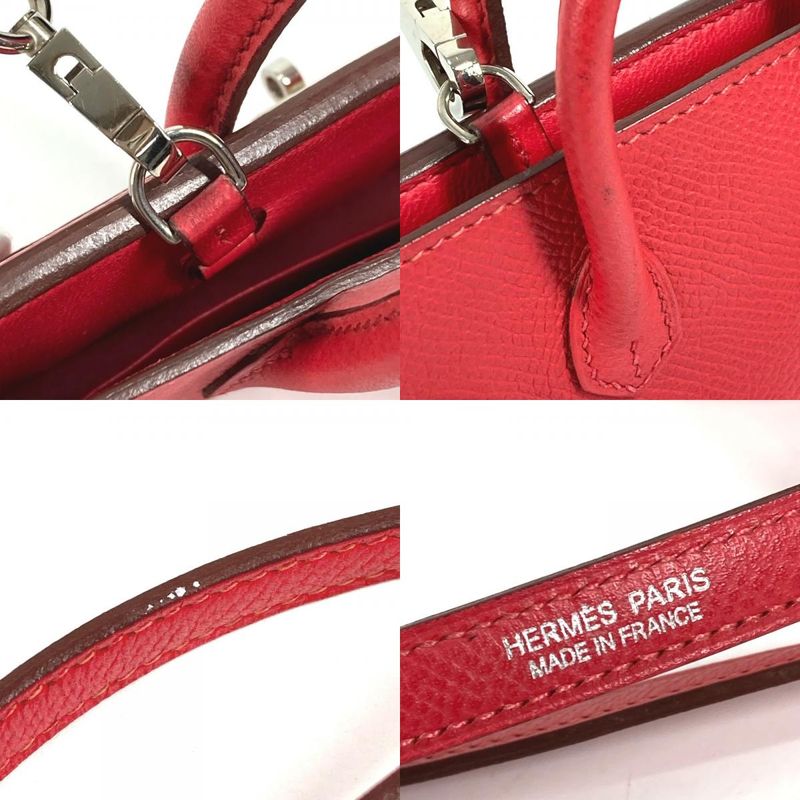 Hermes Handbag Tiny Birkin Leather Red