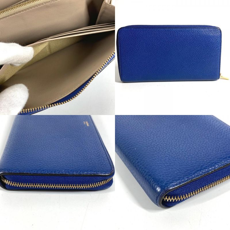 Celine Wallet Logo Leather Blue