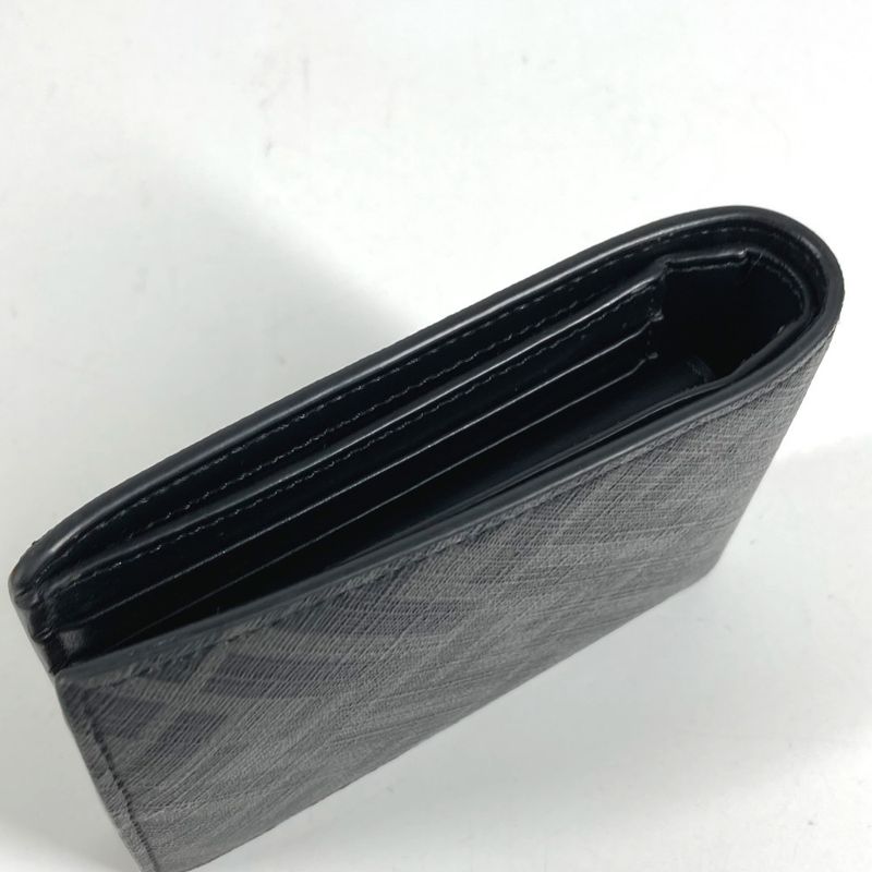 Fendi Bifold Wallet Zucca Logo Leather Black Yellow