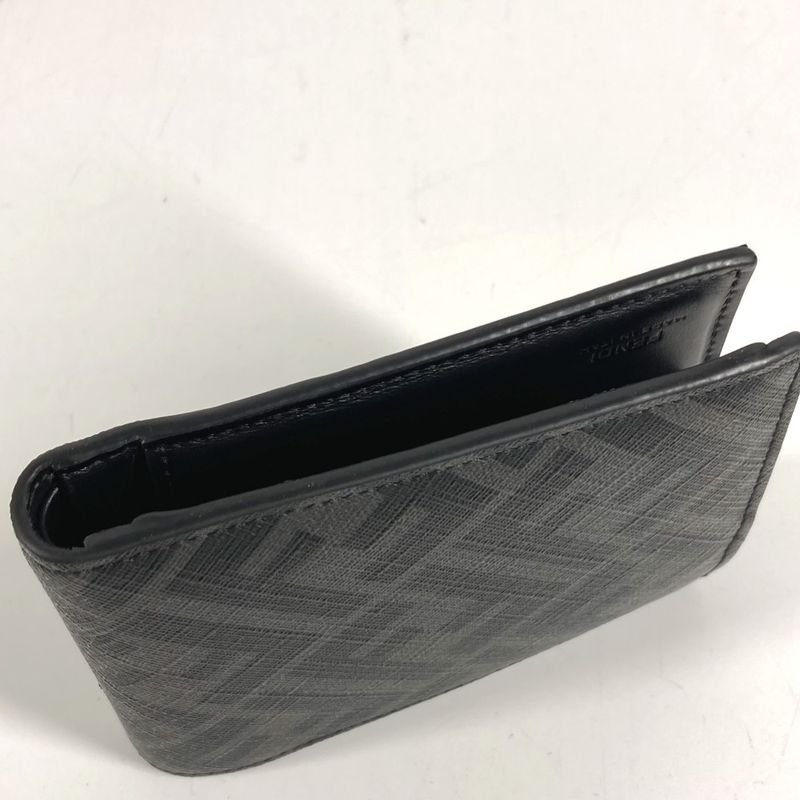 Fendi Bifold Wallet Zucca Logo Leather Black Yellow