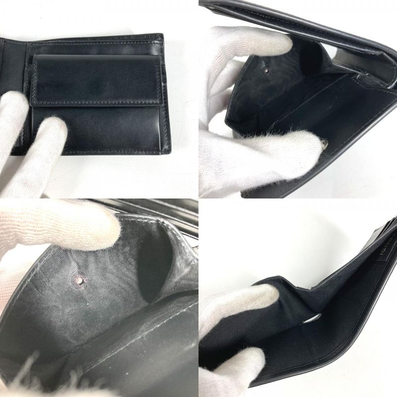 Fendi Bifold Wallet Zucca Logo Leather Black Yellow