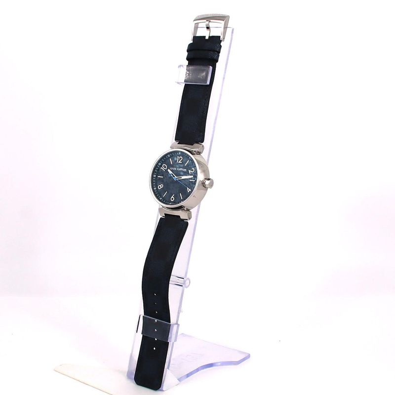 Louis Vuitton Tambour Damier Graphite SS Quartz Bracelet Dial Color: Black