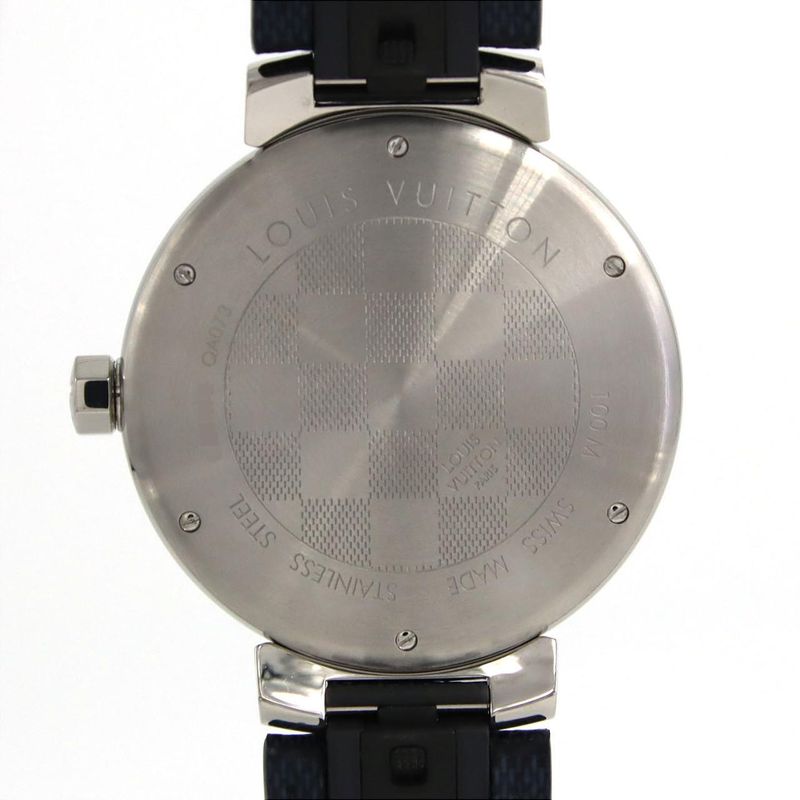 Louis Vuitton Tambour Damier Graphite SS Quartz Bracelet Dial Color: Black
