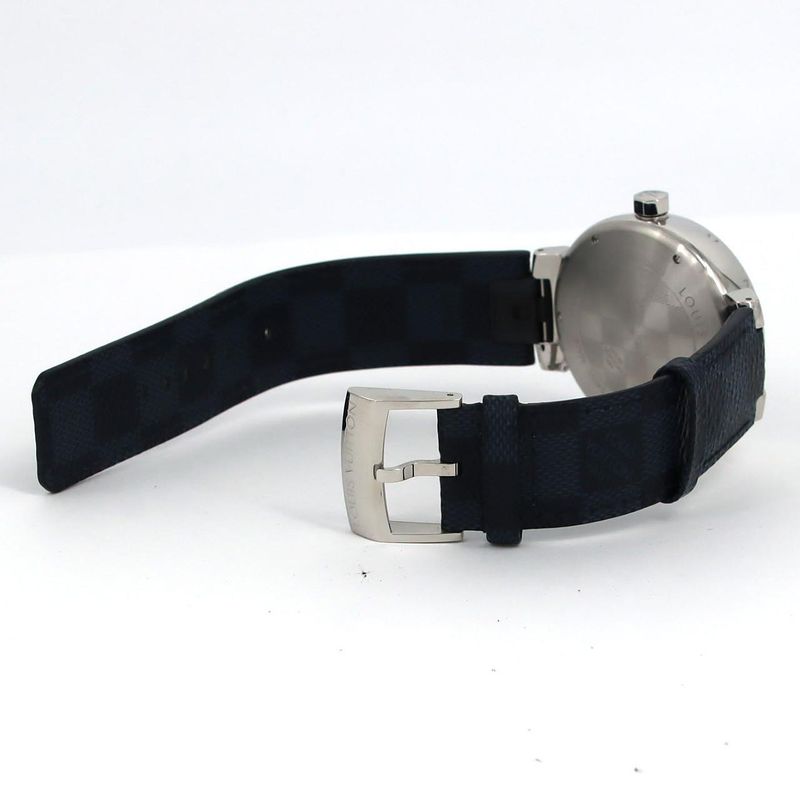 Louis Vuitton Tambour Damier Graphite SS Quartz Bracelet Dial Color: Black
