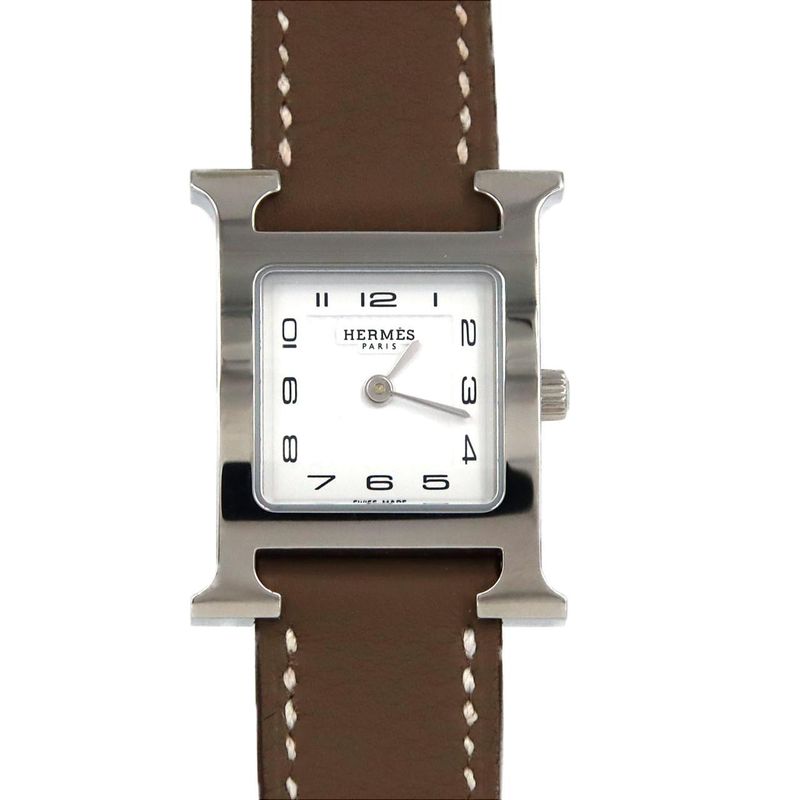 Hermes Watch SS Quartz Dial Color: White Arabic