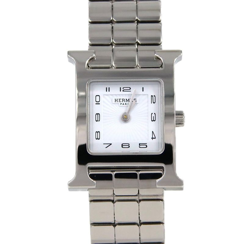 Hermes Watch SS Quartz Dial Color: White Arabic