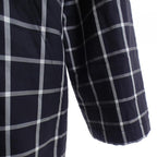 Hermes Button Coat Navy Gray White Check