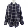 Hermes Button Coat Navy Gray White Check