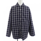 Hermes Button Coat Navy Gray White Check
