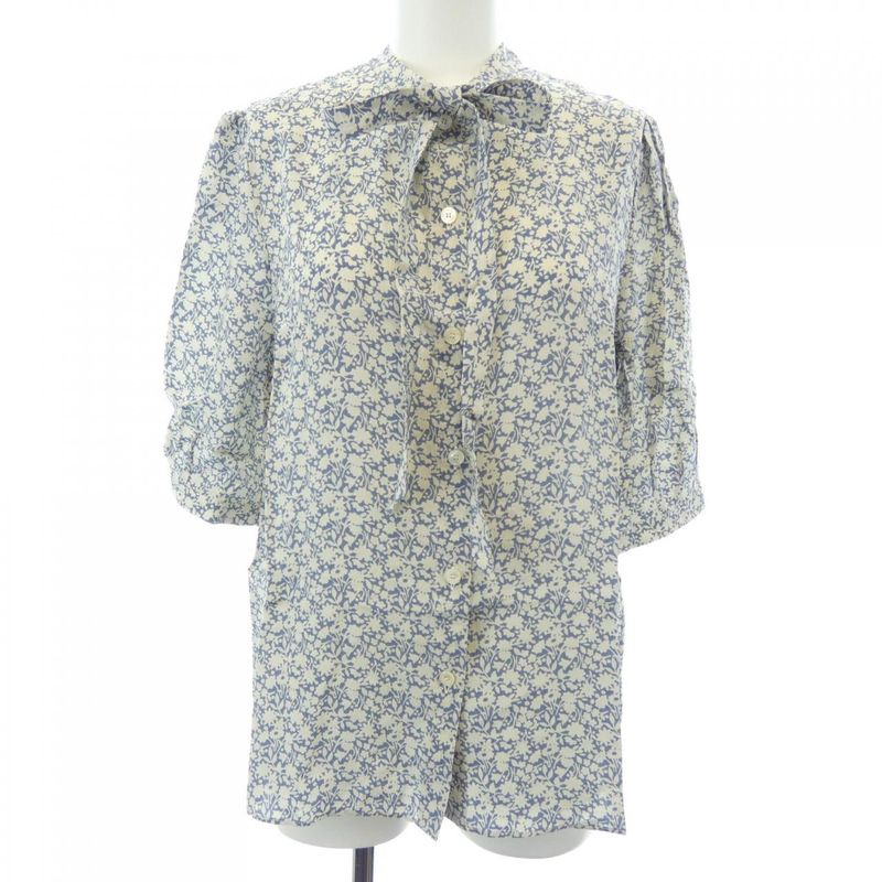 Celine S/S Shirt Silk Blue Blue-based Transparency