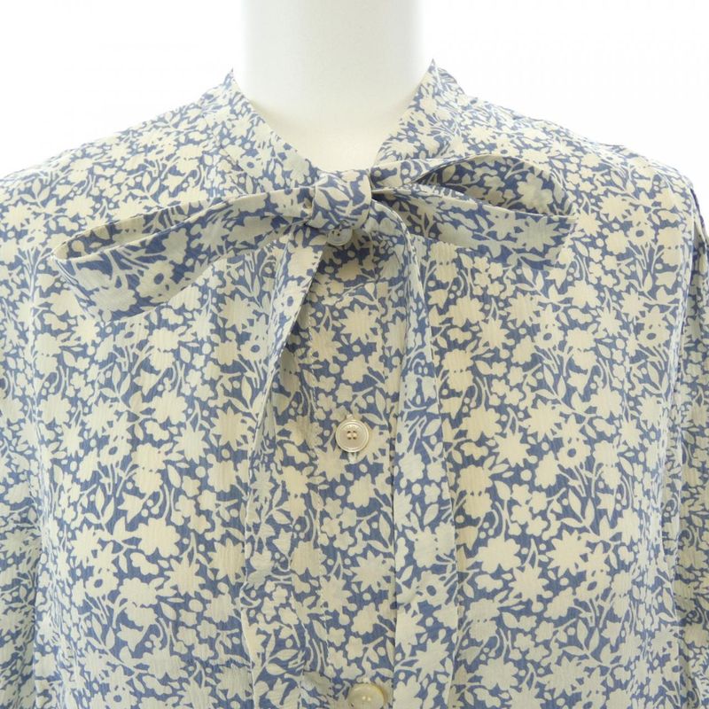 Celine S/S Shirt Silk Blue Blue-based Transparency