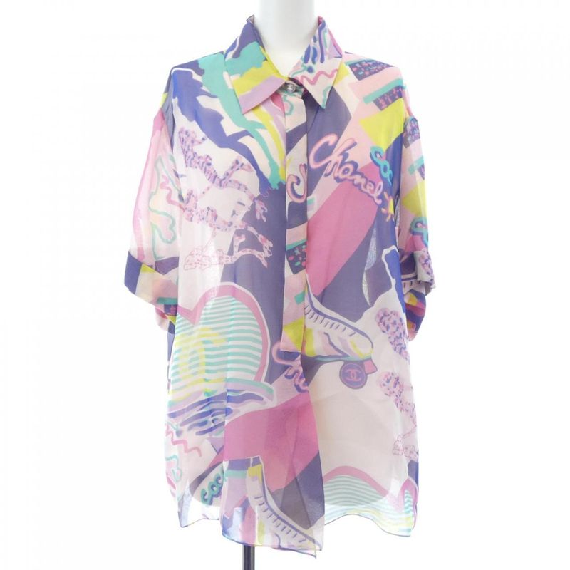 Chanel S/S Shirt Silk Pink Sheer