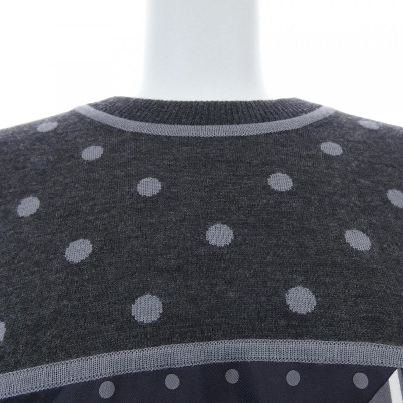 Hermes Clil Clac a Pois Twill Lane Dress Gray Black