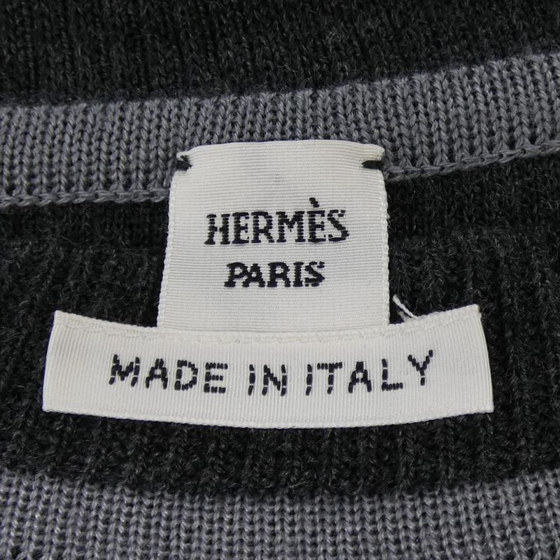 Hermes Clil Clac a Pois Twill Lane Dress Gray Black
