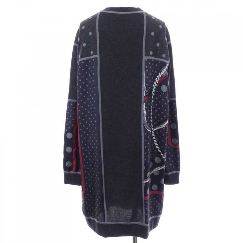Hermes Clil Clac a Pois Twill Lane Dress Gray Black