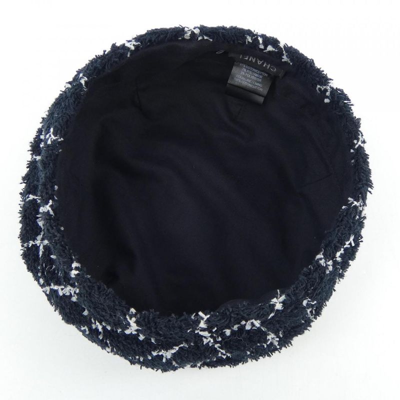 Chanel Cap Cotton White Navy