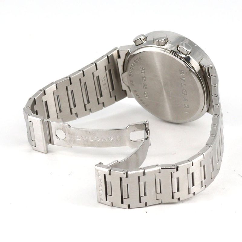 Bvlgari Chronograph at SS Bracelet Dial Color: Black.