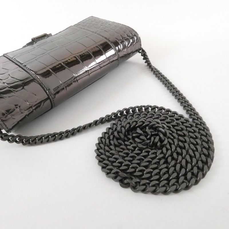 Balenciaga Hourglass Chain Wallet Dark