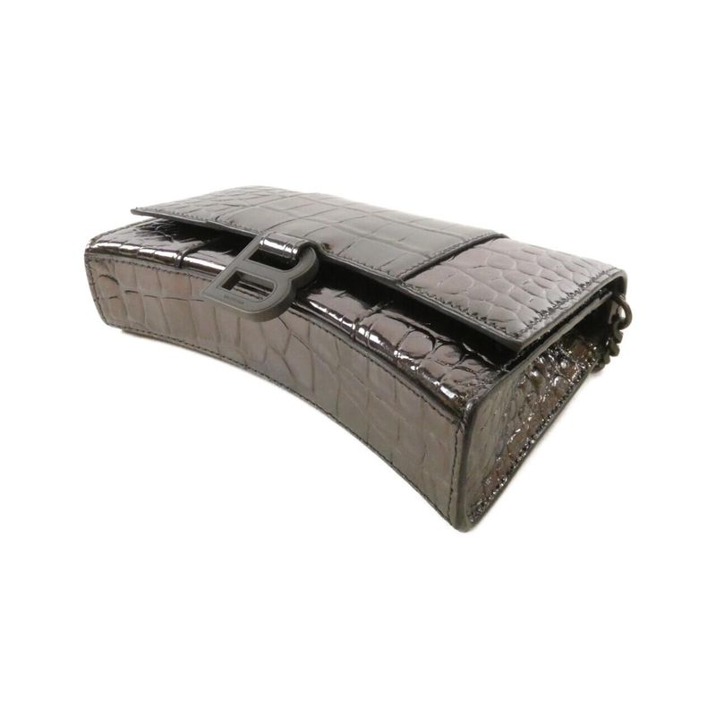 Balenciaga Hourglass Chain Wallet Dark