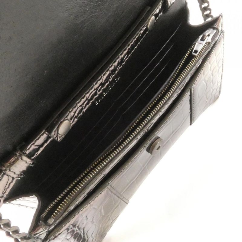Balenciaga Hourglass Chain Wallet Dark