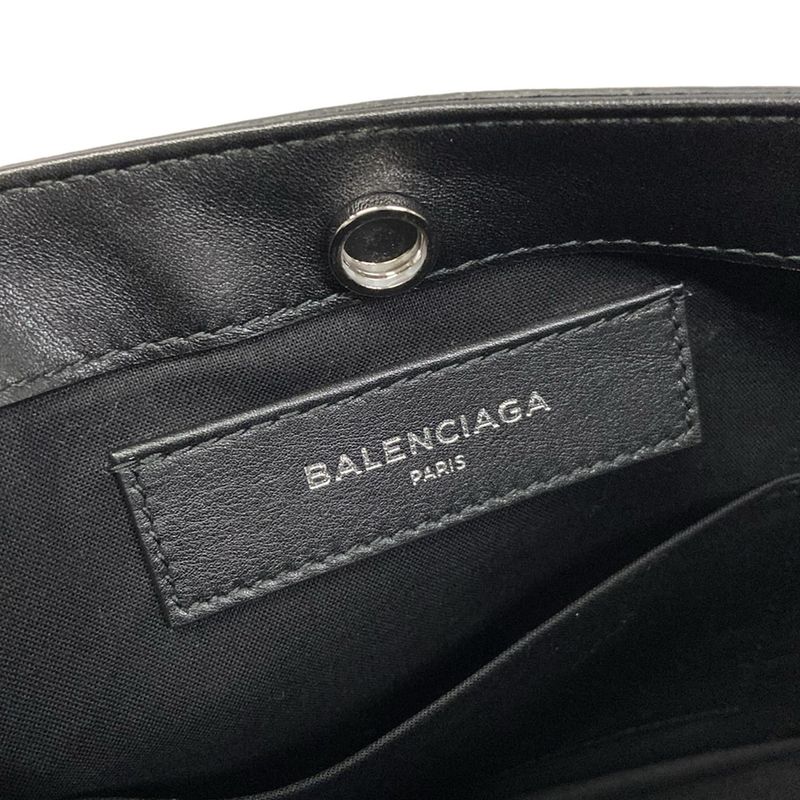 Balenciaga Shoulder Bag Navy Pochette Black Leather