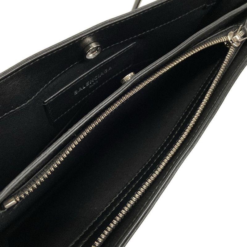 Balenciaga Shoulder Bag Navy Pochette Black Leather