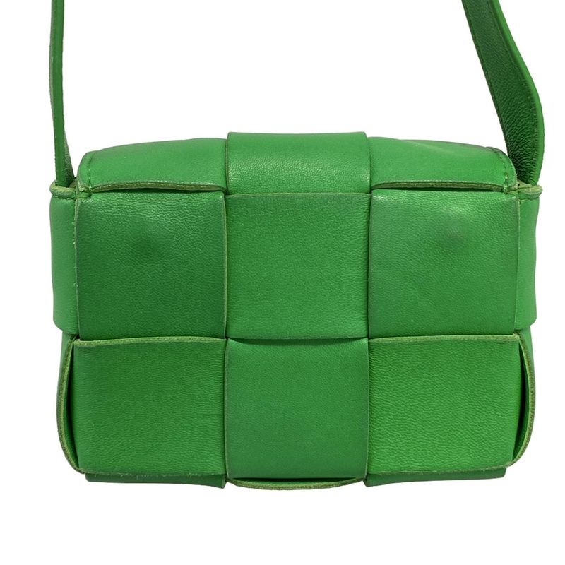 Bottega Veneta Shoulder Bag Cassette Green Leather