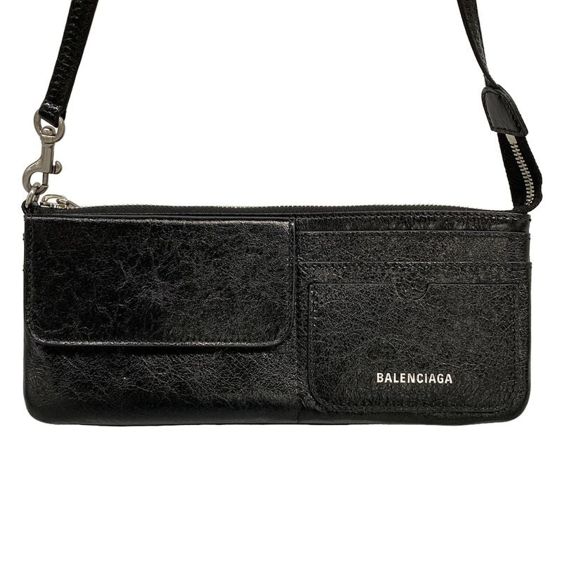 Balenciaga Shoulder Bag Super Business Black Leather