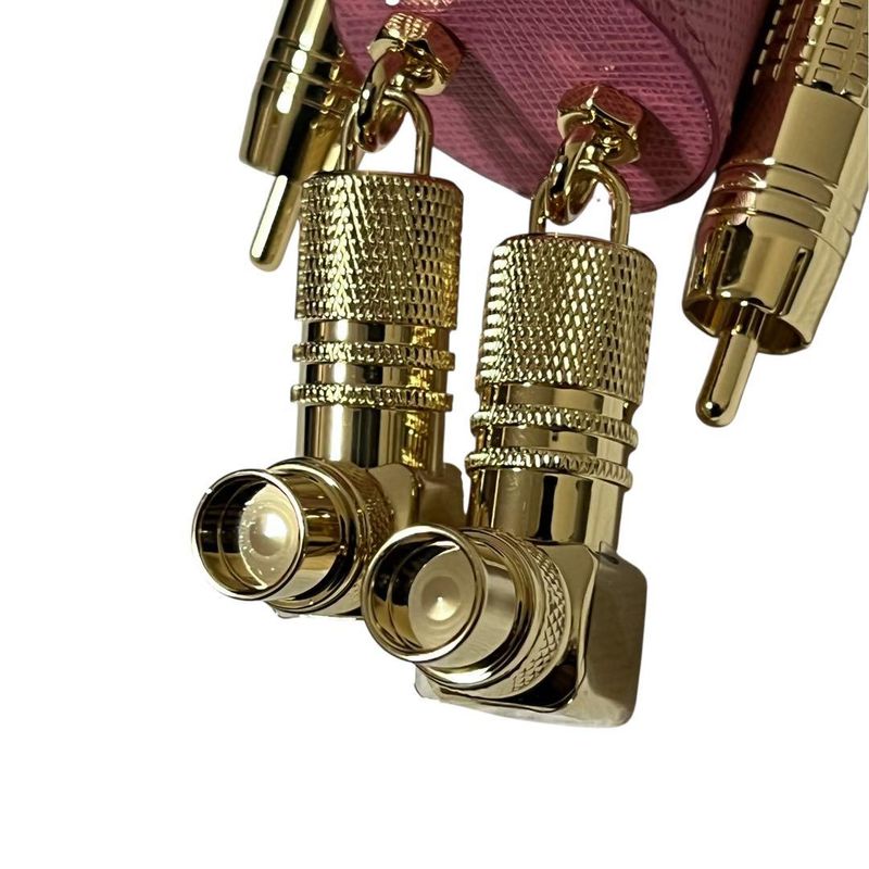 Prada Robot Pink Silver Gold Leather Metal Key Holder Charm