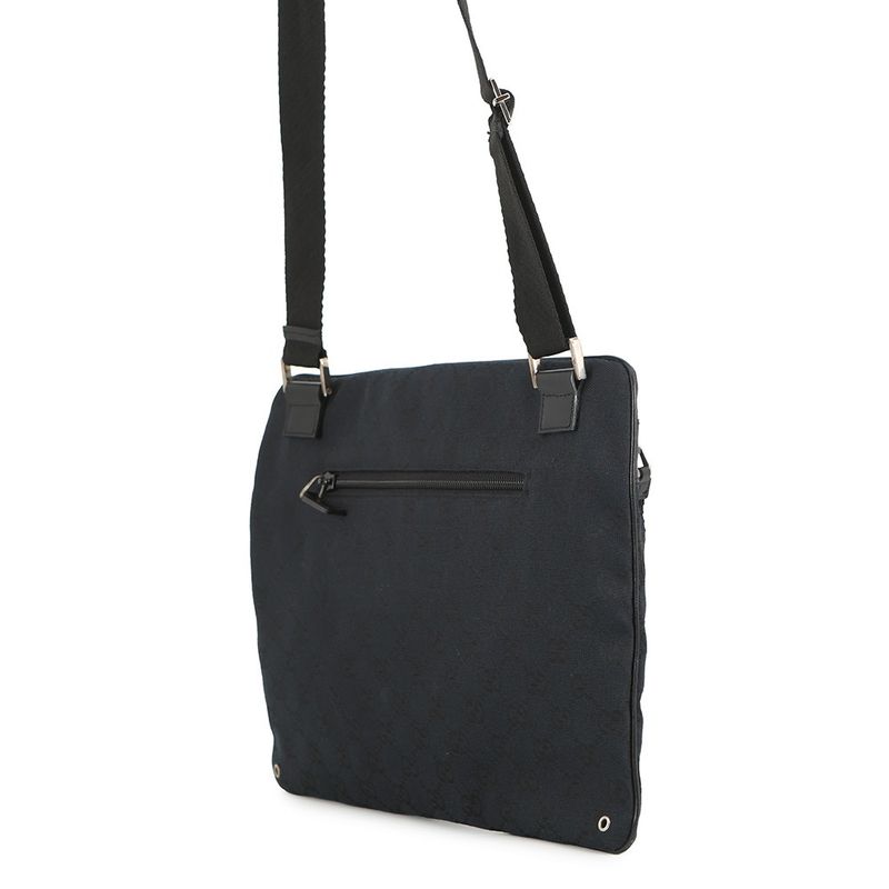 Gucci Shoulder Bag GG Canvas Leather Black