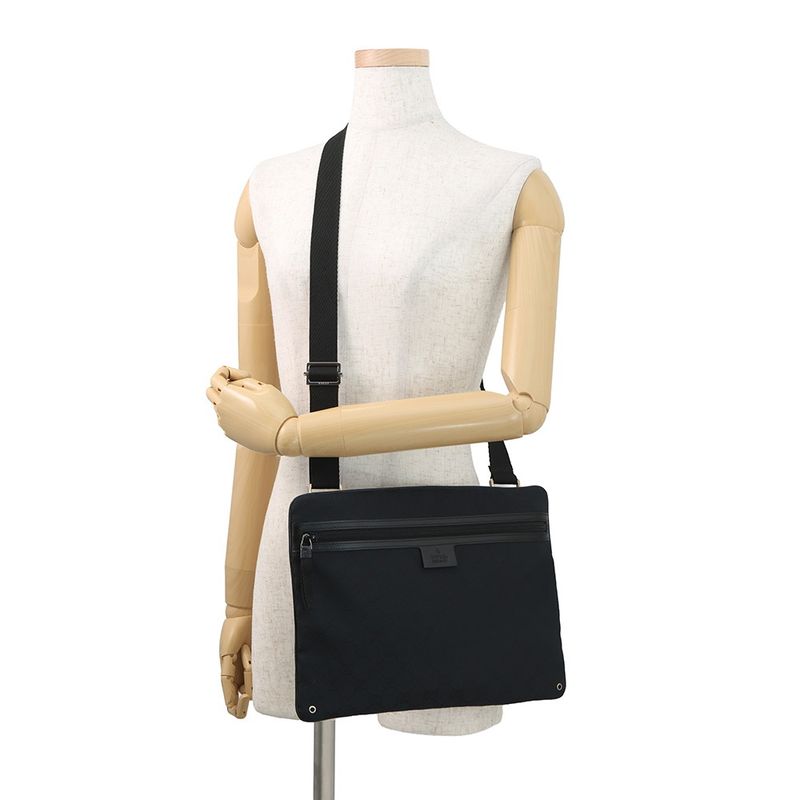 Gucci Shoulder Bag GG Canvas Leather Black