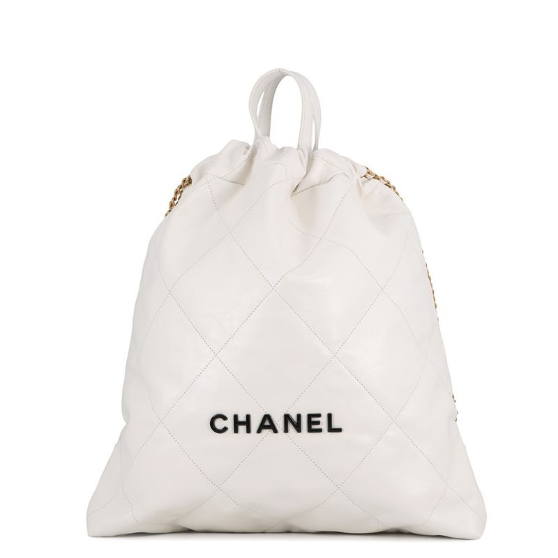 Chanel Backpack 22 Large Leather White