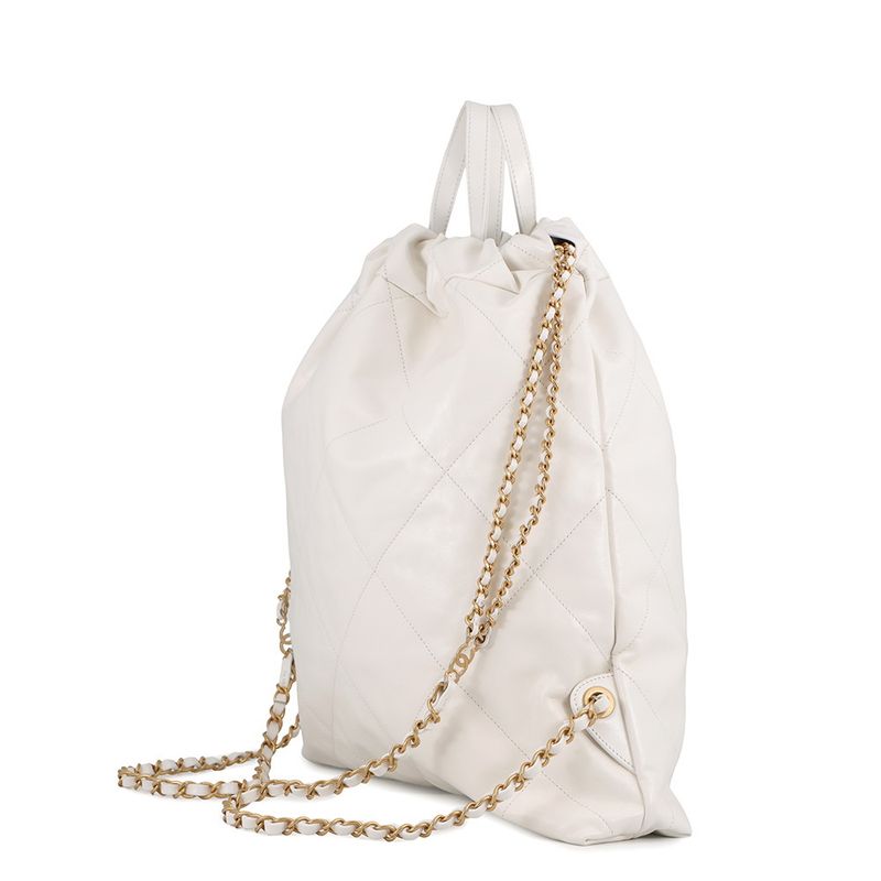 Chanel Backpack 22 Large Leather White