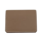 Hermes Card Case Medallion Etoupe Silver Chevre Sham Kira
