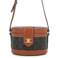 Celine Shoulder Bag Triomphe Tambour Leather Brown
