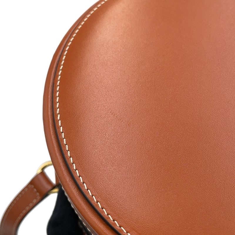 Celine Shoulder Bag Triomphe Tambour Leather Brown