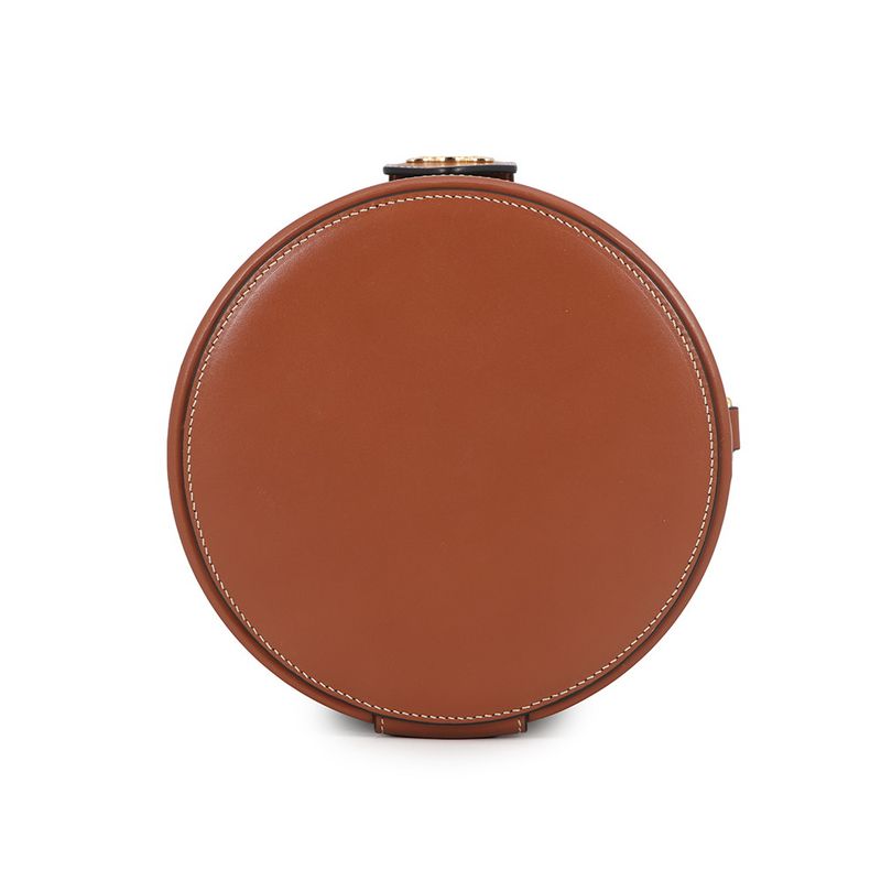 Celine Shoulder Bag Triomphe Tambour Leather Brown