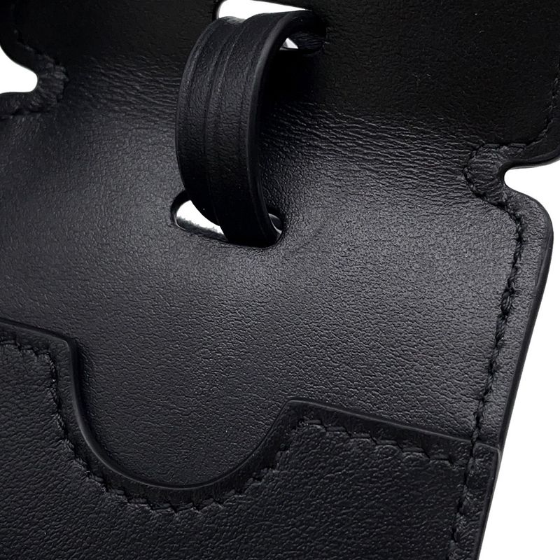 Balenciaga Bag Charm Tag Key Ring Leather Black