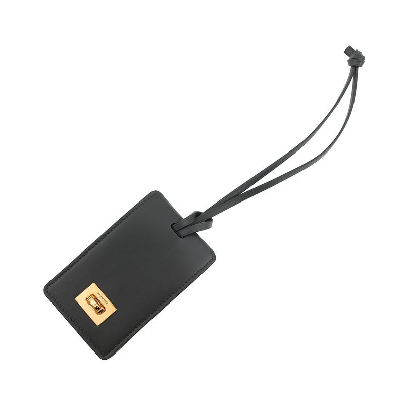 Balenciaga Bag Charm Tag Key Ring Leather Black