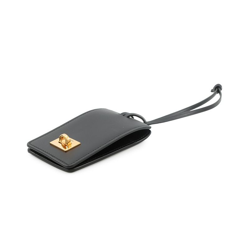 Balenciaga Bag Charm Tag Key Ring Leather Black