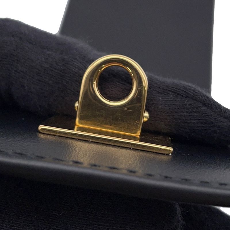 Balenciaga Bag Charm Tag Key Ring Leather Black