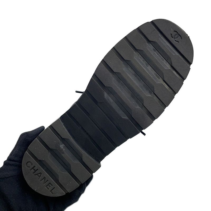 Chanel Short Boots Quilted CC Logo Leather 37 1 2C