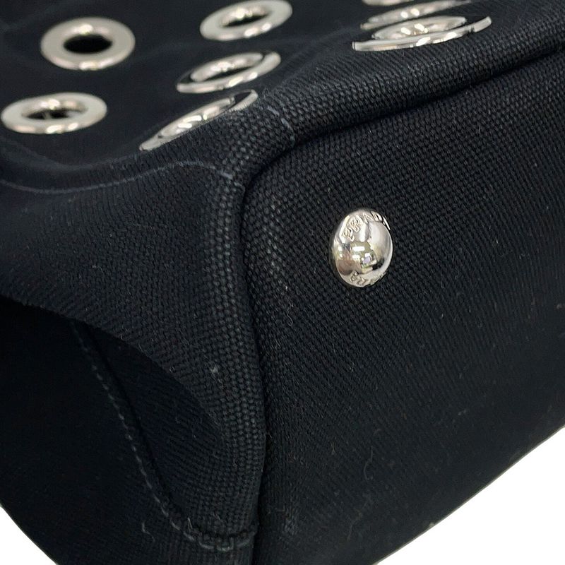 Prada Tote Canapa Perforated Canvas 2-Way Black