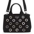 Prada Tote Canapa Perforated Canvas 2-Way Black