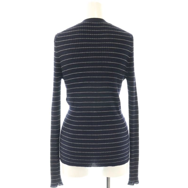 Dior Knit Cardigan Long Sleeve Neck Cashmere Silk CD Button Border