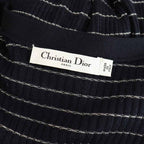 Dior Knit Cardigan Long Sleeve Neck Cashmere Silk CD Button Border