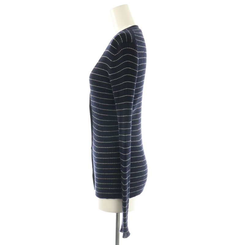 Dior Knit Cardigan Long Sleeve Neck Cashmere Silk CD Button Border