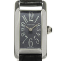 Cartier Watch Tank American SM 18K White Gold External Leather Dark Gray