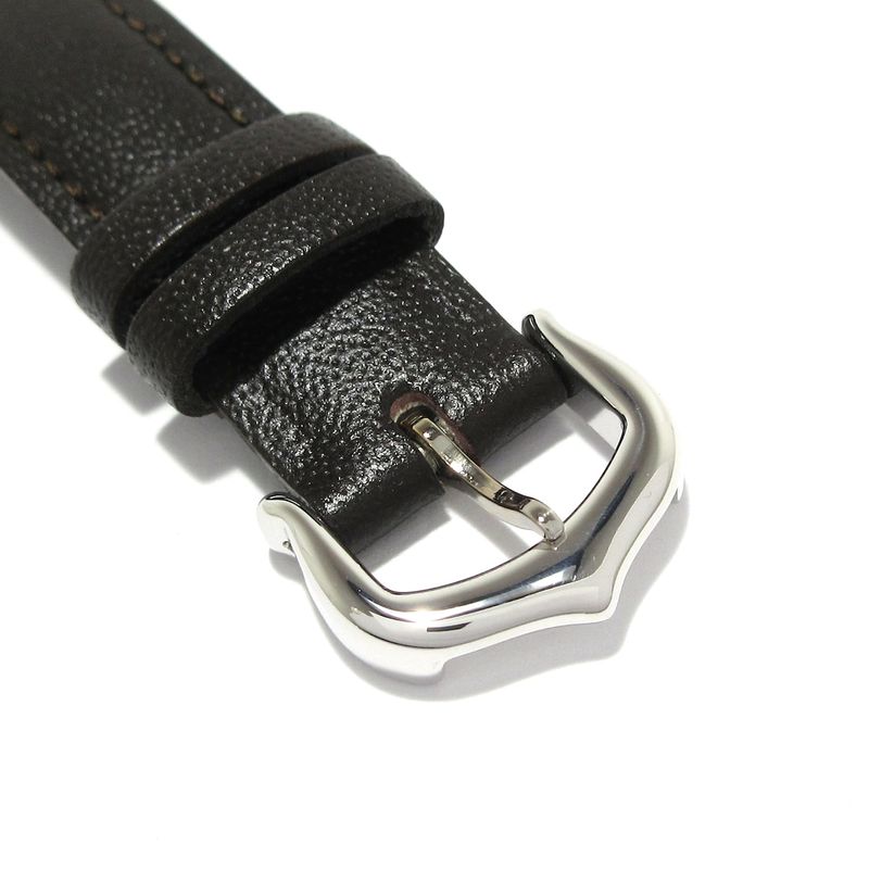 Cartier Watch Tank American SM 18K White Gold External Leather Dark Gray